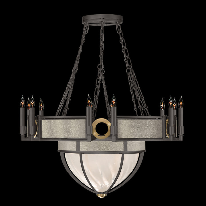 Fine Art Handcrafted Lighting Mirage 35.75"W Round Chandelier 100037 in Midnight Steel, Brass, Coco (100037-712)