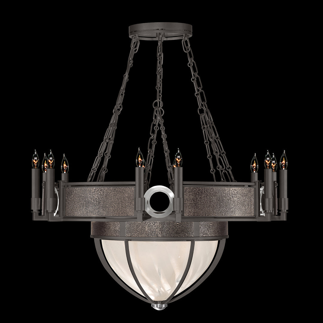 Fine Art Handcrafted Lighting Mirage 35.75"W Round Chandelier 100037 in Midnight Steel, Nickel, Pebble (100037-721)