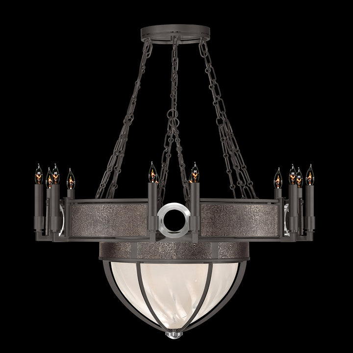 Fine Art Handcrafted Lighting Mirage 35.75"W Round Chandelier 100037 in Midnight Steel, Nickel, Pebble (100037-721)