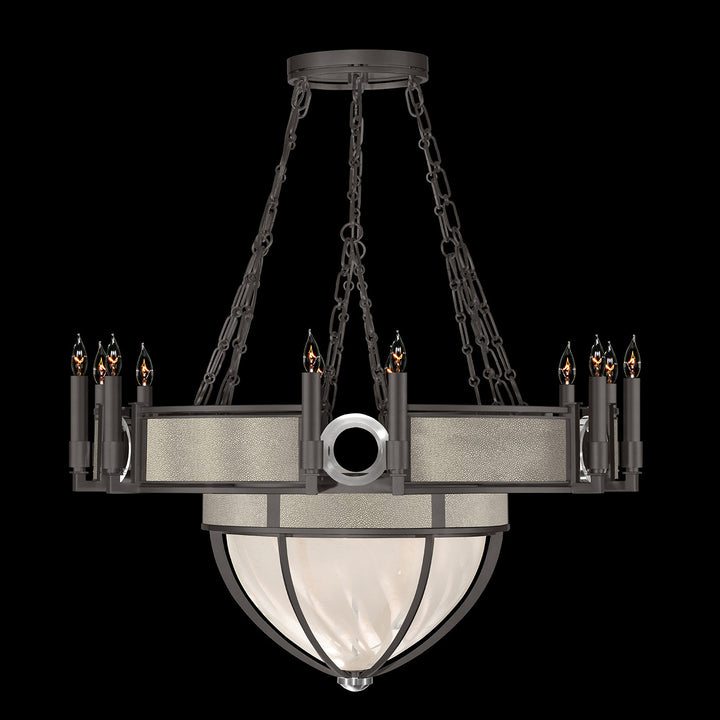 Fine Art Handcrafted Lighting Mirage 35.75"W Round Chandelier 100037 in Midnight Steel, Nickel, Coco (100037-722)