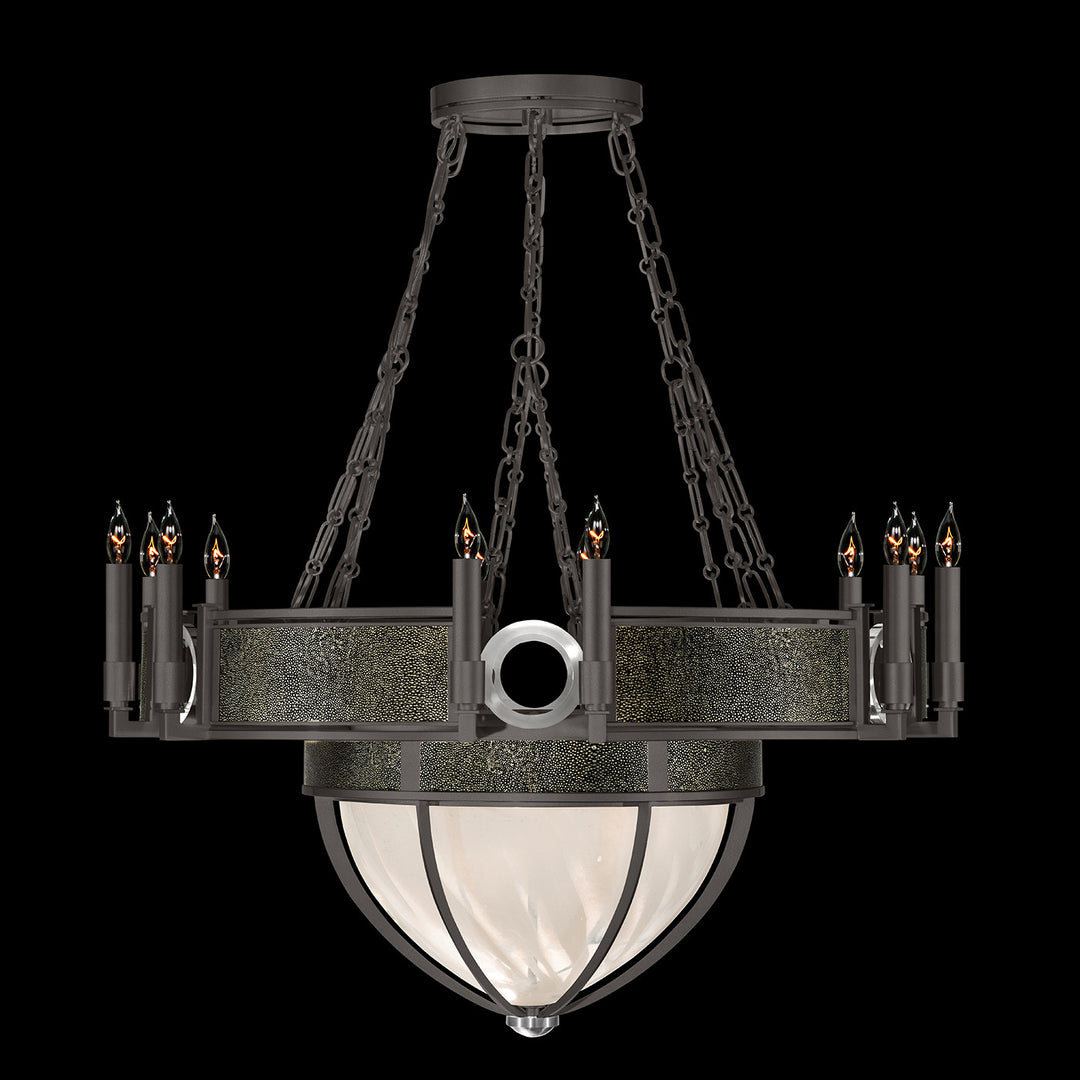 Fine Art Handcrafted Lighting Mirage 35.75"W Round Chandelier 100037 in Midnight Steel, Nickel, Black Knight (100037-723)