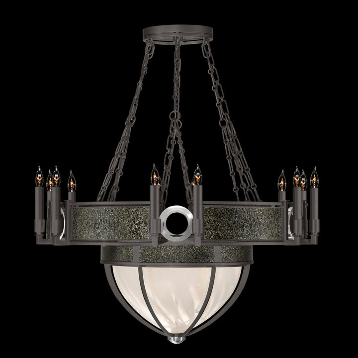 Fine Art Handcrafted Lighting Mirage 35.75"W Round Chandelier 100037 in Midnight Steel, Nickel, Black Knight (100037-723)