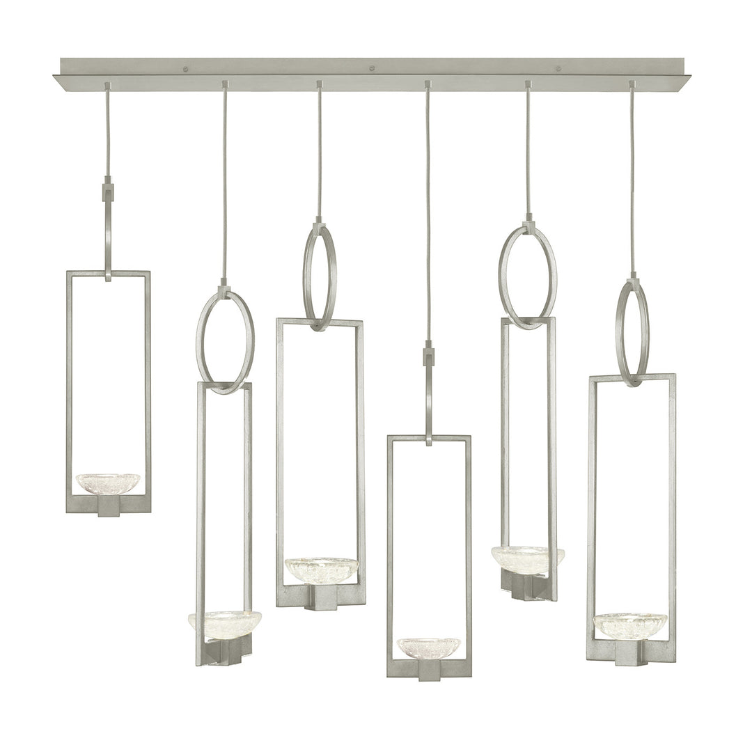 Fine Art Handcrafted Lighting Delphi 48"W Rectangular Pendant in Standard Silver Leaf, No Downlight (893140-1ST)