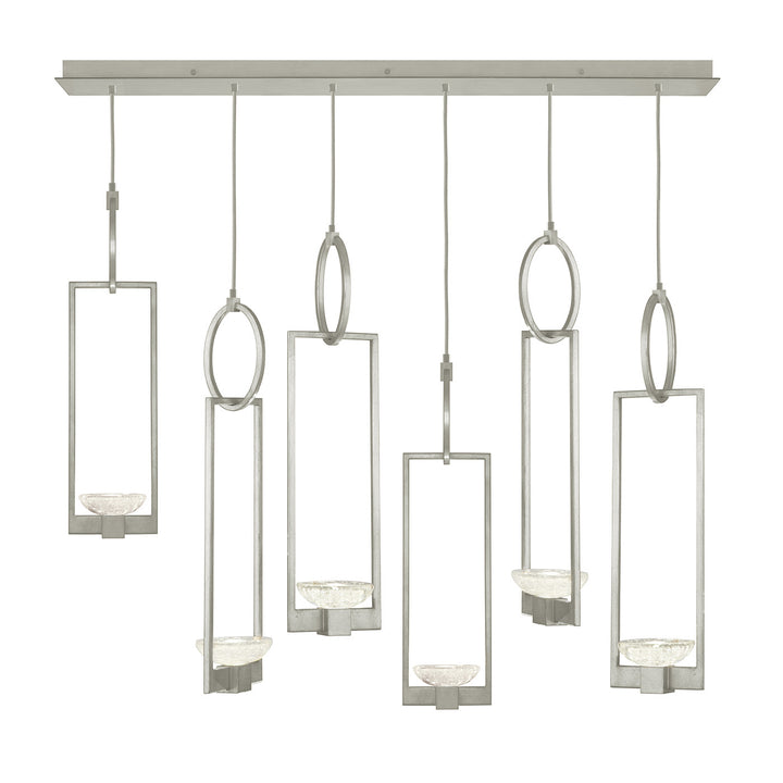 Fine Art Handcrafted Lighting Delphi 48"W Rectangular Pendant in Standard Silver Leaf, No Downlight (893140-1ST)
