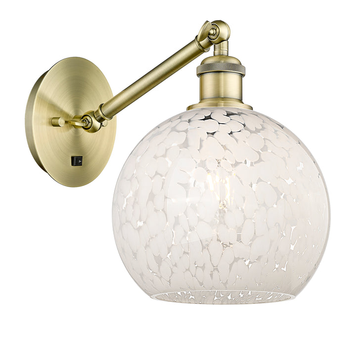 Innovations Lighting White Mouchette 8" Sconce - Antique Brass Wall Sconces Innovations Lighting   