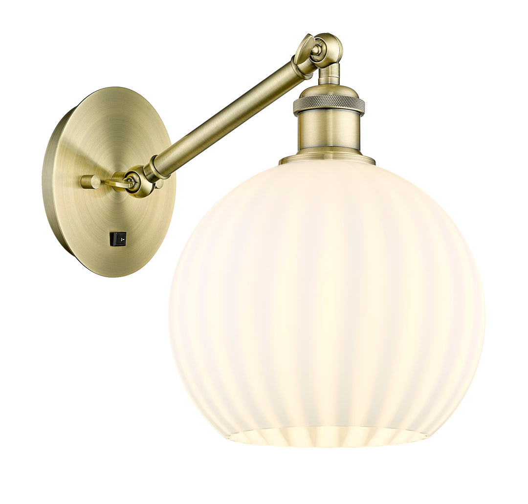 Innovations Lighting White Venetian 8" Sconce - Antique Brass Wall Sconces Innovations Lighting   