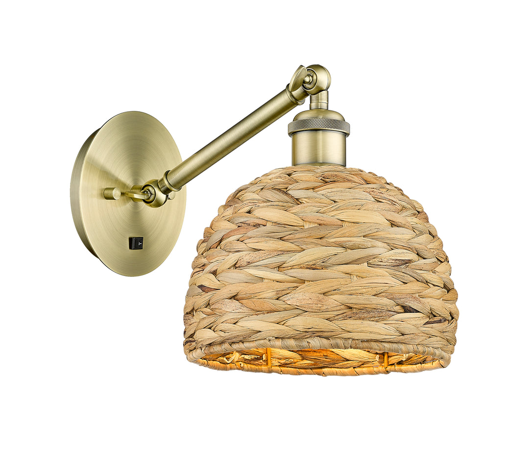 Innovations Lighting Woven Rattan 8" Sconce - Antique Brass Wall Sconces Innovations Lighting   