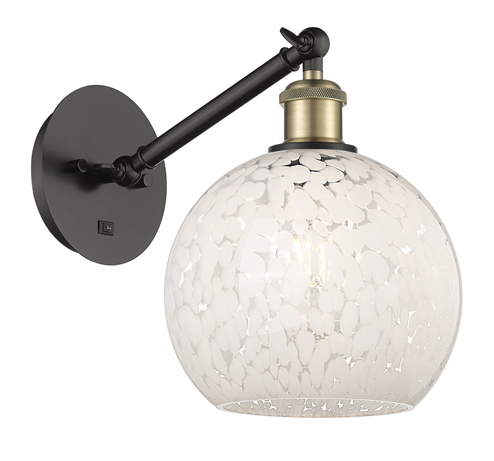 Innovations Lighting White Mouchette 8" Sconce - Black Antique Brass Wall Sconces Innovations Lighting   