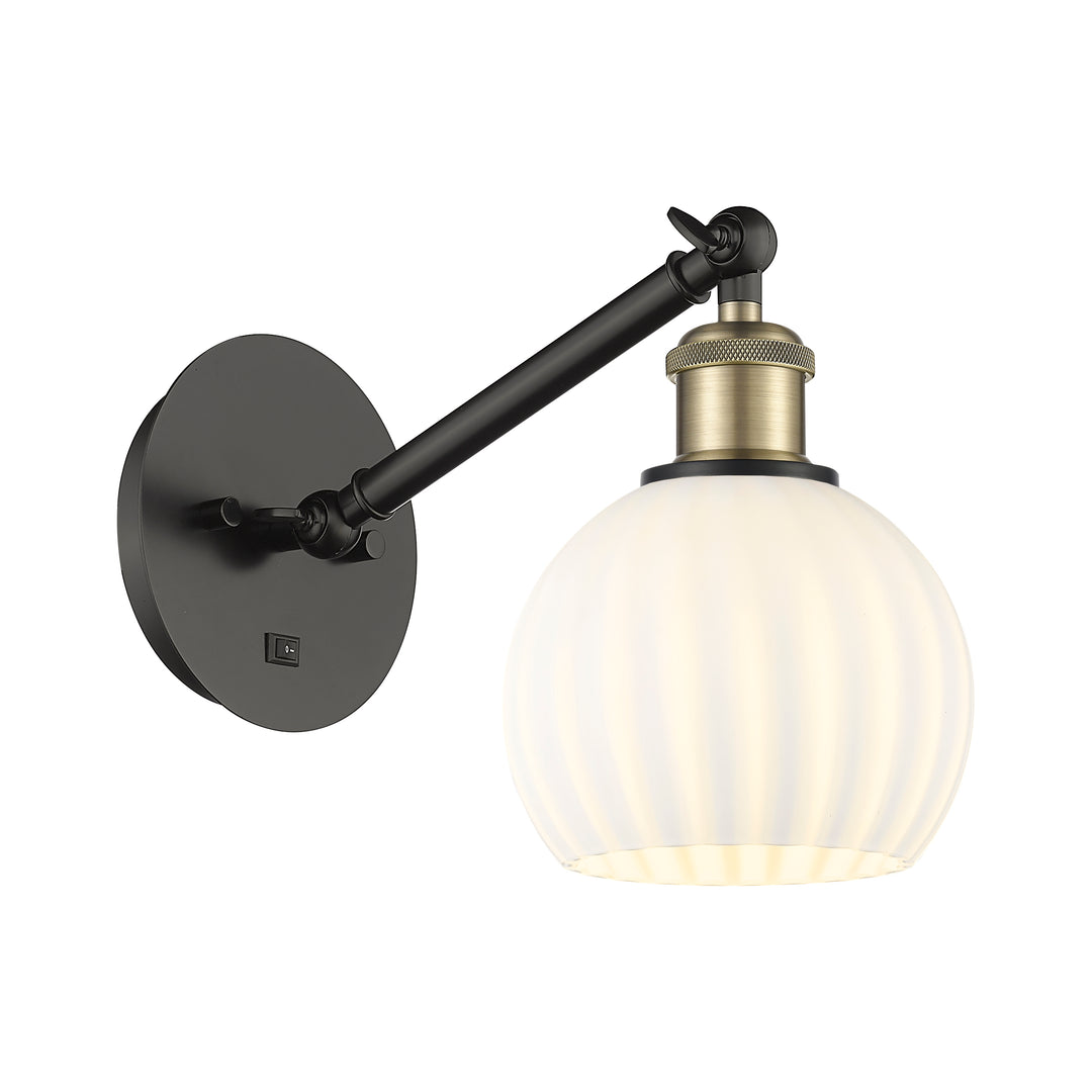 Innovations Lighting White Venetian 6" Sconce - Black Antique Brass Wall Sconces Innovations Lighting   