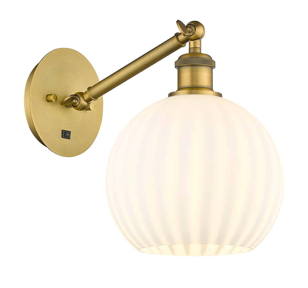 Innovations Lighting White Venetian 8" Sconce - Brushed Brass Wall Sconces Innovations Lighting   