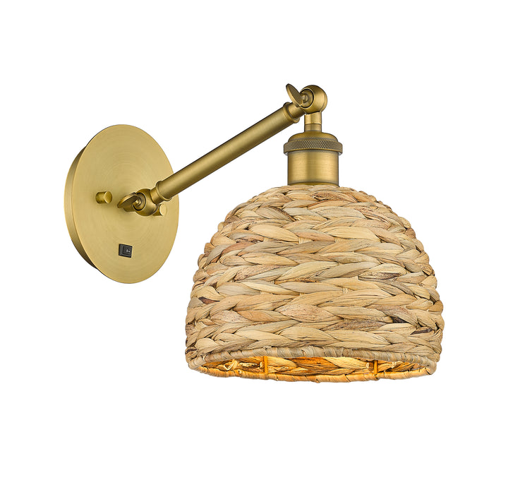 Innovations Lighting Woven Rattan 8" Sconce - Brushed Brass Wall Sconces Innovations Lighting   