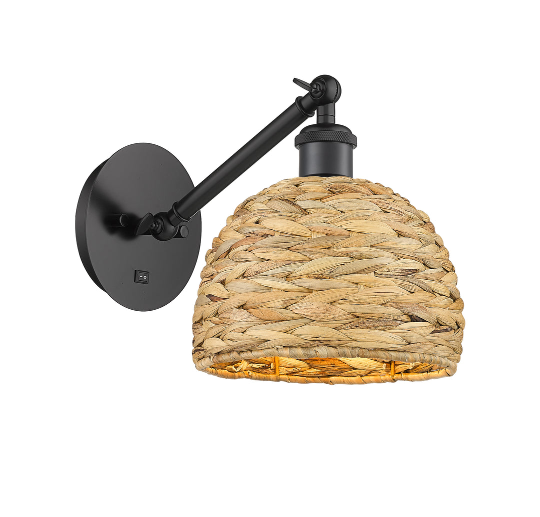 Innovations Lighting Woven Rattan 8" Sconce - Matte Black Wall Sconces Innovations Lighting   