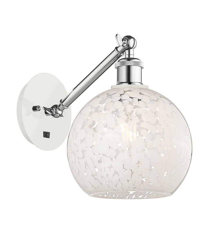 Innovations Lighting White Mouchette 8" Sconce - White Polished Chrome