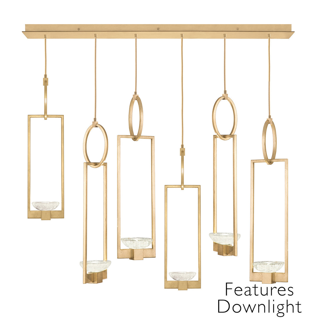 Fine Art Handcrafted Lighting Delphi 48"W Rectangular Pendant in Standard Gold Leaf, Downlight (893140-21ST)