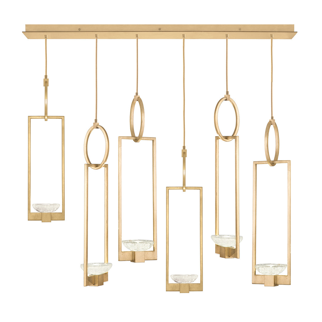 Fine Art Handcrafted Lighting Delphi 48"W Rectangular Pendant in Standard Gold Leaf, No Downlight (893140-2ST)
