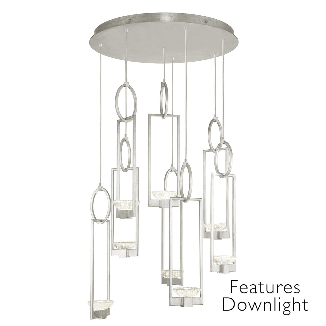Fine Art Handcrafted Lighting Delphi 33.5"W Round Pendant in Standard Silver Leaf, Downlight (893240-11ST)
