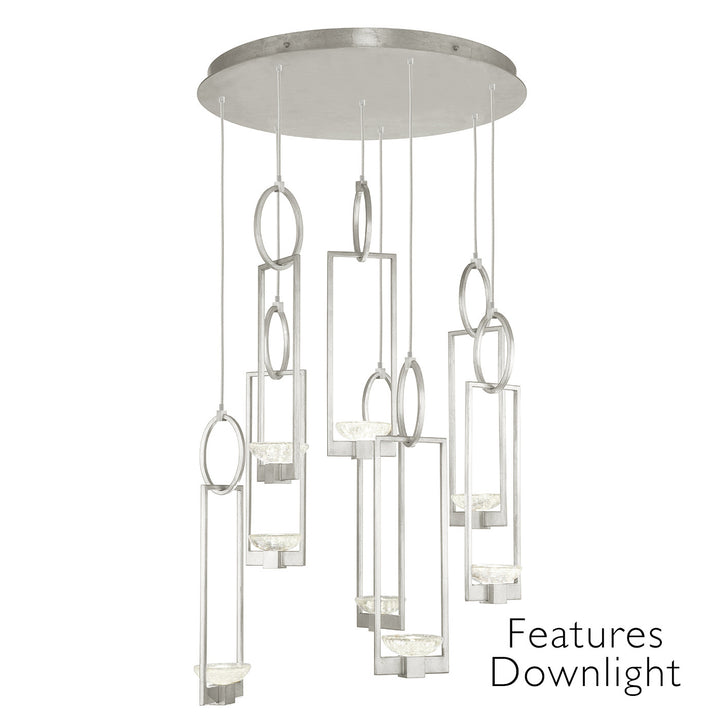 Fine Art Handcrafted Lighting Delphi 33.5"W Round Pendant in Standard Silver Leaf, Downlight (893240-11ST)