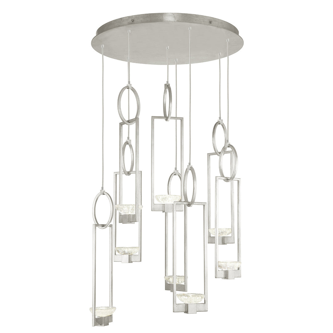 Fine Art Handcrafted Lighting Delphi 33.5"W Round Pendant in Standard Silver Leaf, No Downlight (893240-1ST)