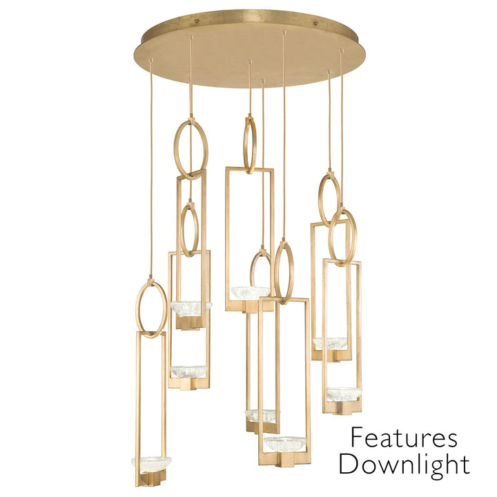 Fine Art Handcrafted Lighting Delphi 33.5"W Round Pendant in Standard Gold Leaf, Downlight (893240-21ST)