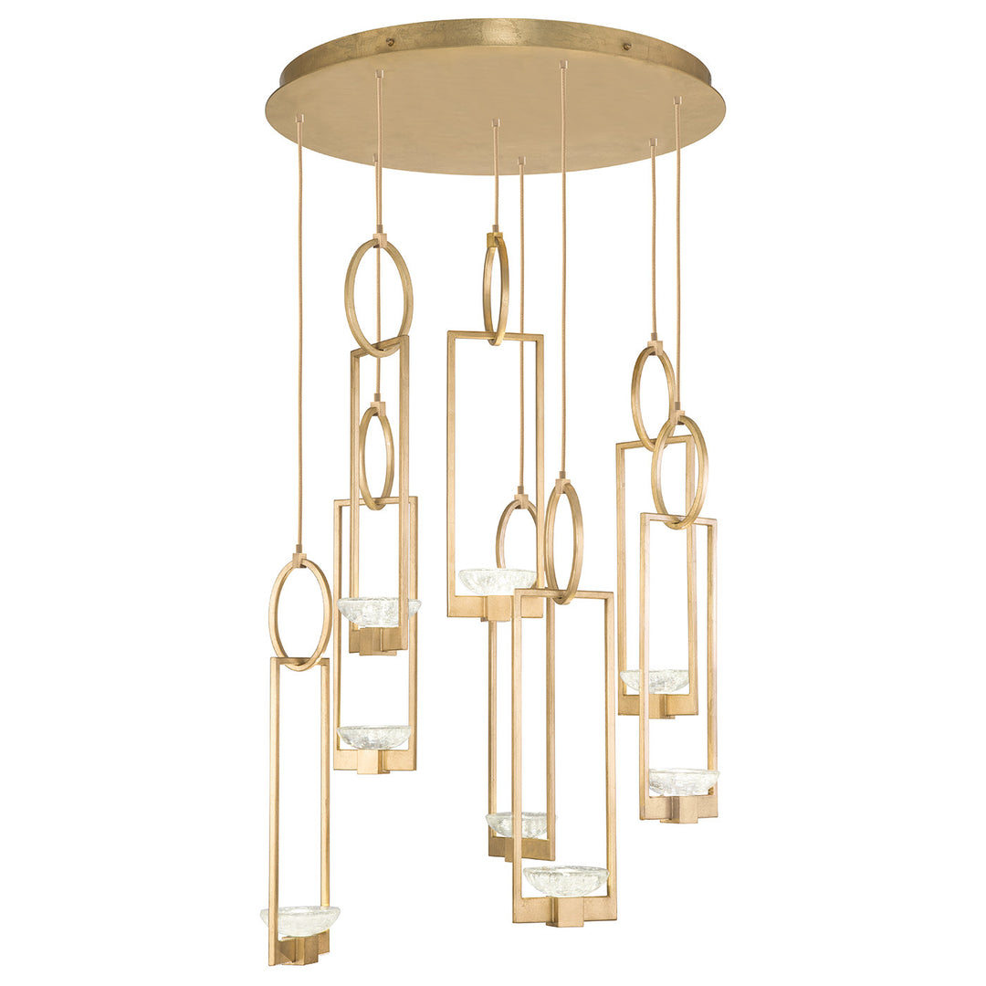 Fine Art Handcrafted Lighting Delphi 33.5"W Round Pendant in Standard Gold Leaf, No Downlight (893240-2ST)