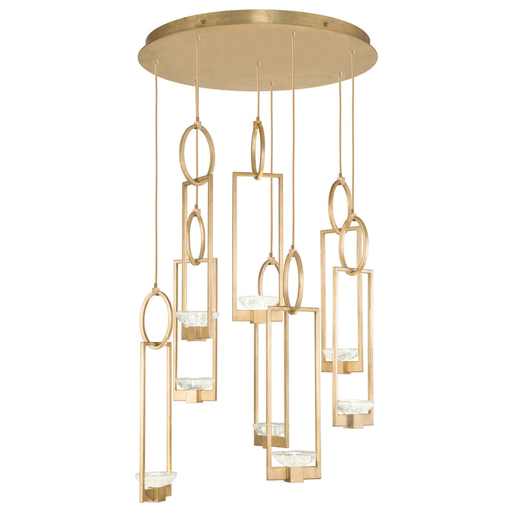 Fine Art Handcrafted Lighting Delphi 33.5"W Round Pendant in Standard Gold Leaf, No Downlight (893240-2ST)