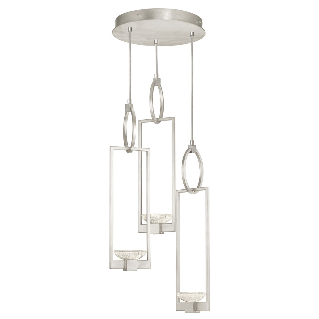 Fine Art Handcrafted Lighting Delphi 18.75"W Round Pendant in Standard Silver Leaf, No Downlight (892940-1ST)