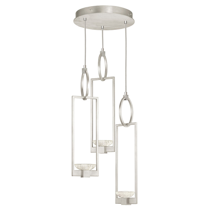 Fine Art Handcrafted Lighting Delphi 18.75"W Round Pendant in Standard Silver Leaf, No Downlight (892940-1ST)
