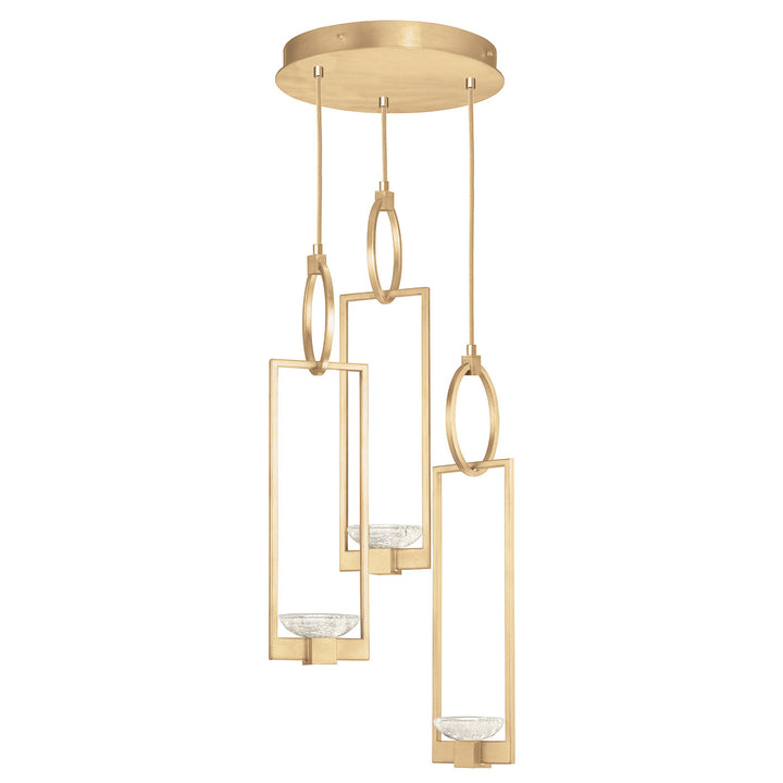 Fine Art Handcrafted Lighting Delphi 18.75"W Round Pendant in Standard Gold Leaf, No Downlight (892940-2ST)
