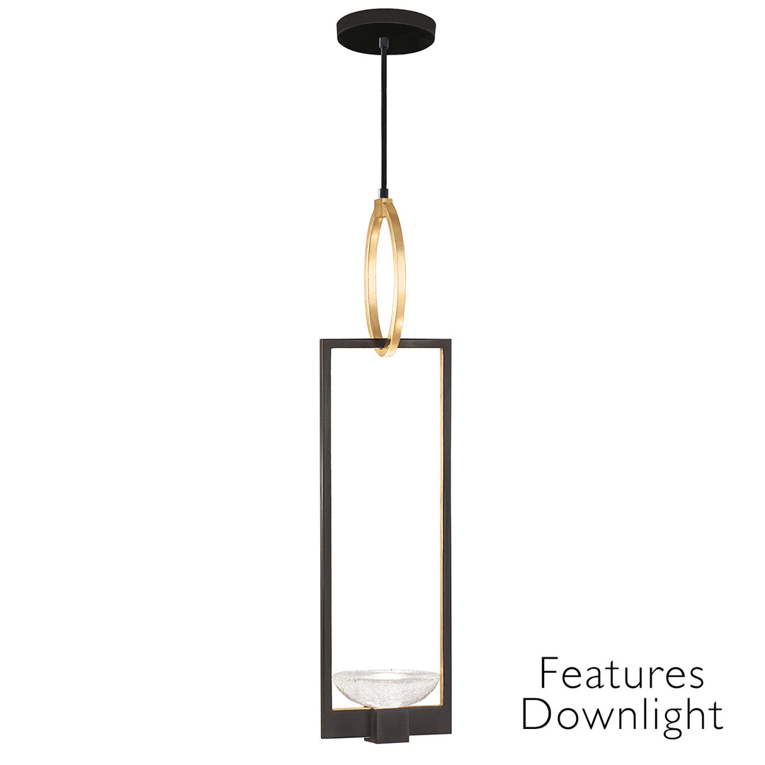 Fine Art Handcrafted Lighting Delphi 7"W Round Drop Light in Standard Black Iron with Gold Leaf, Downlight (892840-31ST)