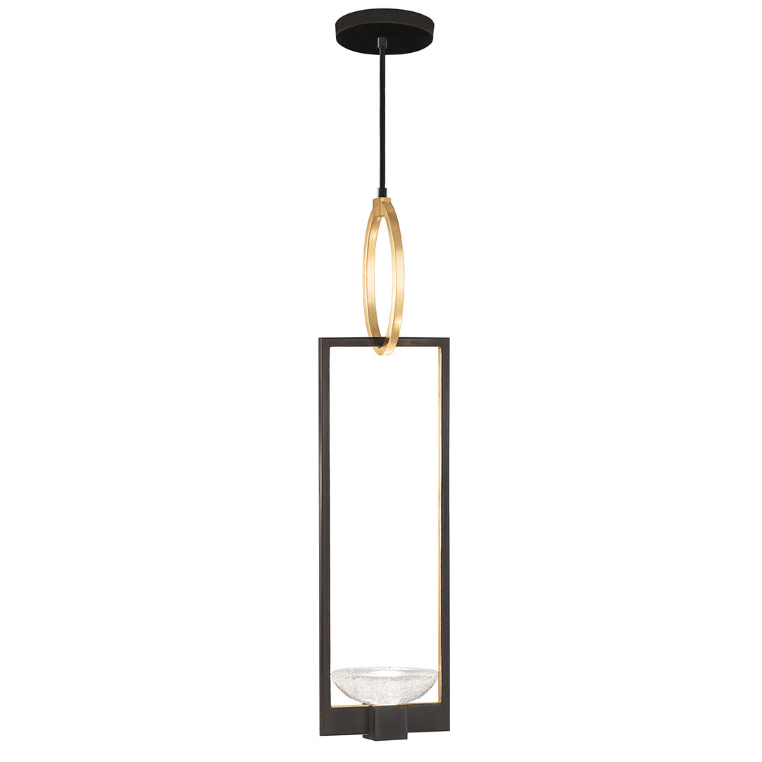 Fine Art Handcrafted Lighting Delphi 7"W Round Drop Light in Standard Black Iron with Gold Leaf, No Downlight (892840-3ST)
