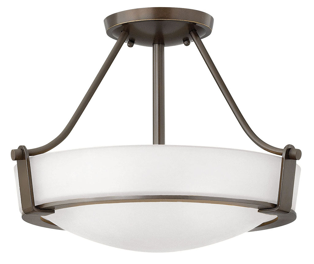 Hinkley Hathaway Semi-Flush Mount Ceiling Semi Flush Mounts Hinkley Olde Bronze with Etched White glass 16.0x16.0x11.75 