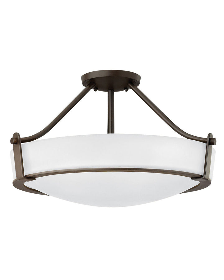 Hinkley Hathaway Semi-Flush Mount Ceiling Semi Flush Mounts Hinkley Olde Bronze with Etched White glass 20.75x20.75x12.25 