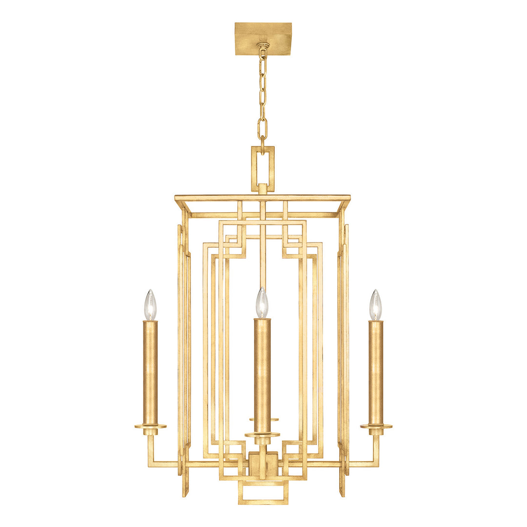 Fine Art Handcrafted Lighting Cienfuegos 22"W Square Chandelier in Standard Gold Leaf (889040-SF3)
