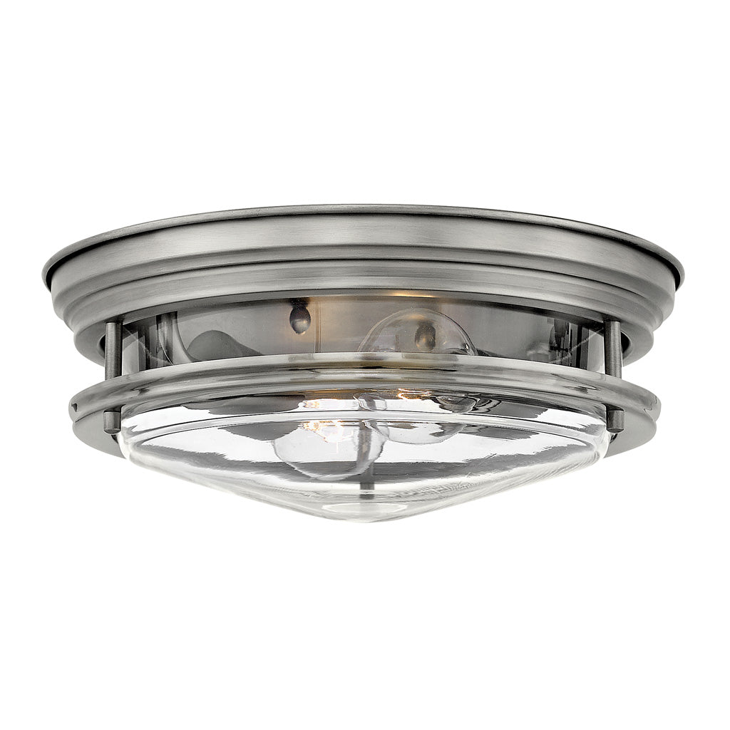 Hinkley Hadley Flush Mount Flush Mount Ceiling Light Hinkley Antique Nickel with Clear glass 12.0x12.0x4.75 