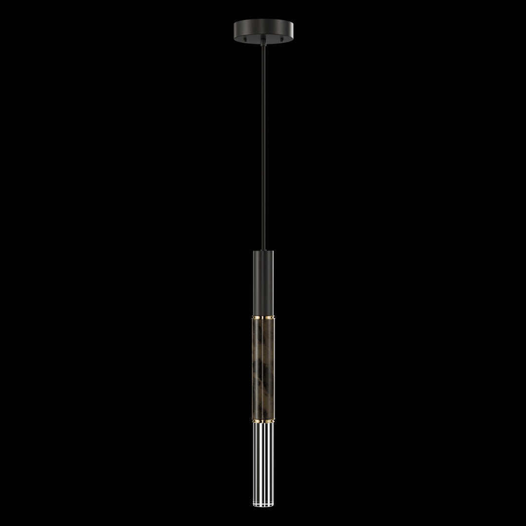 Fine Art Handcrafted Lighting Antonia 6.5"W Round Pendant in Standard Black Iron, Brass, Charcoal (100015-111)