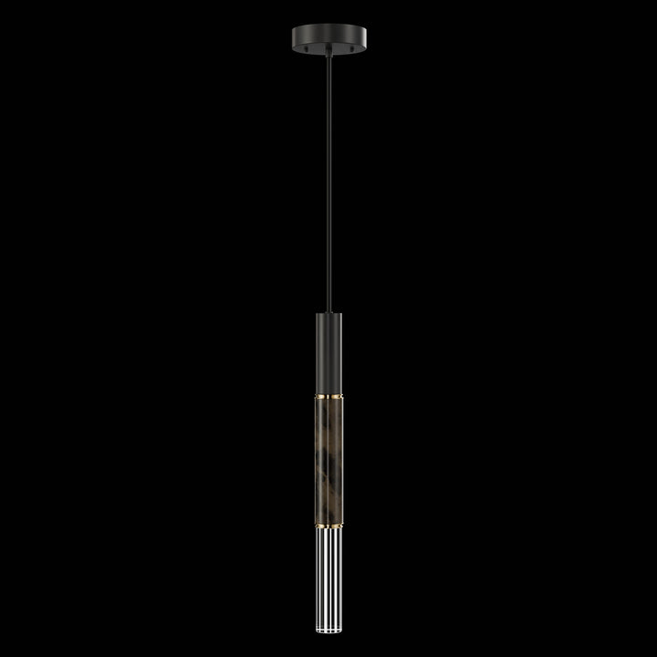 Fine Art Handcrafted Lighting Antonia 6.5"W Round Pendant in Standard Black Iron, Brass, Charcoal (100015-111)