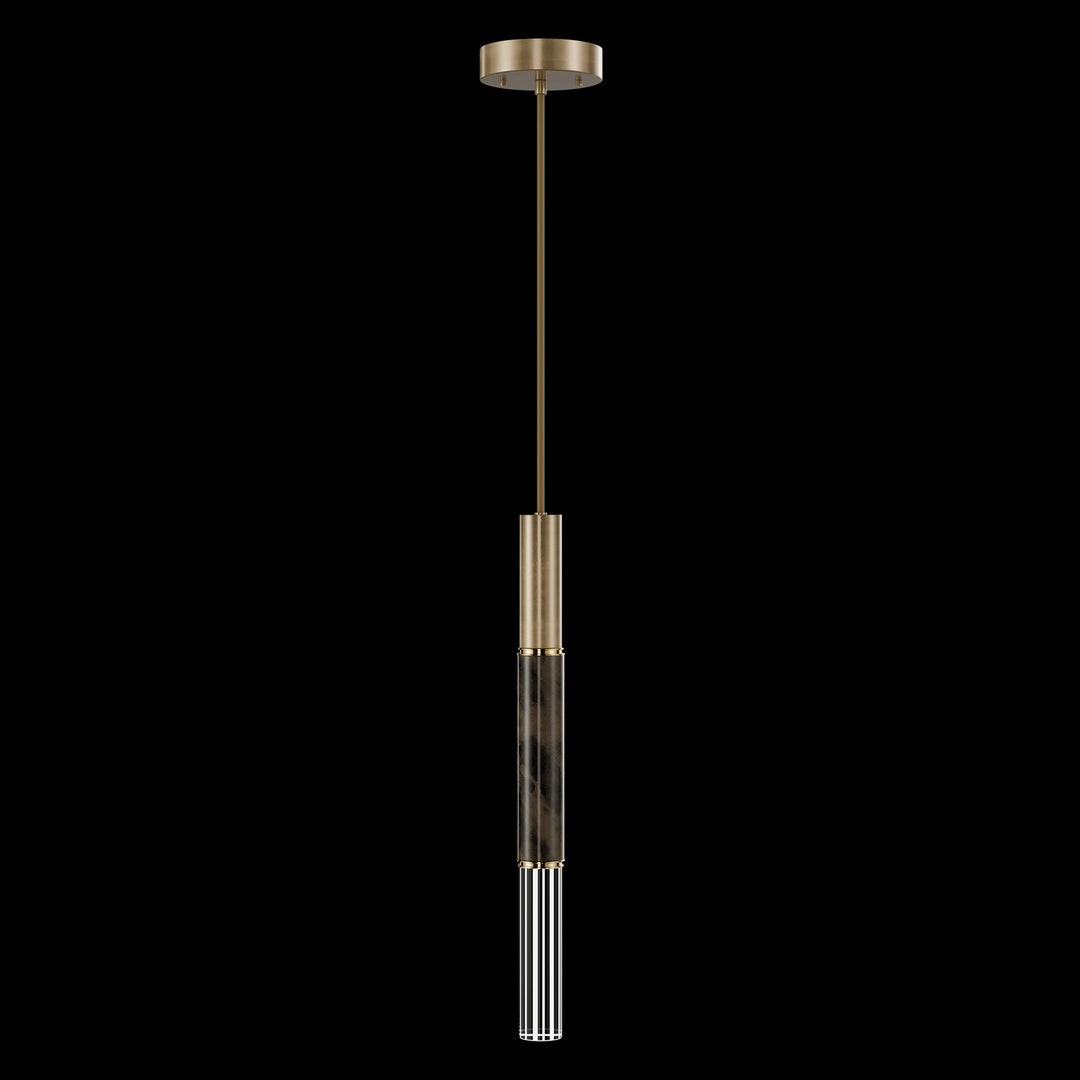 Fine Art Handcrafted Lighting Antonia 6.5"W Round Pendant in Standard Gold Leaf, Brass, Charcoal (100015-311)