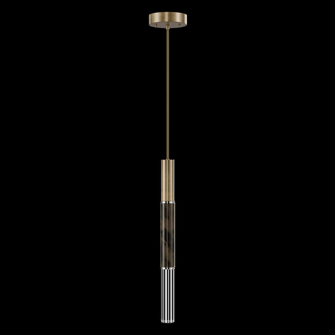 Fine Art Handcrafted Lighting Antonia 6.5"W Round Pendant in Standard Gold Leaf, Nickel, Charcoal (100015-321)