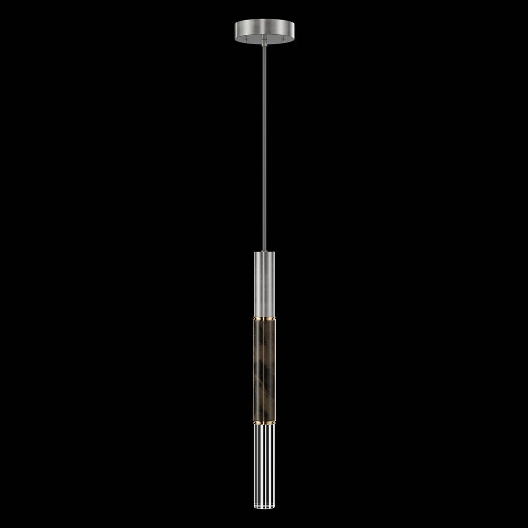 Fine Art Handcrafted Lighting Antonia 6.5"W Round Pendant in Standard Silver Leaf, Brass, Charcoal (100015-411)