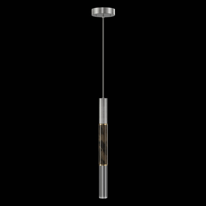 Fine Art Handcrafted Lighting Antonia 6.5"W Round Pendant in Standard Silver Leaf, Brass, Charcoal (100015-411)