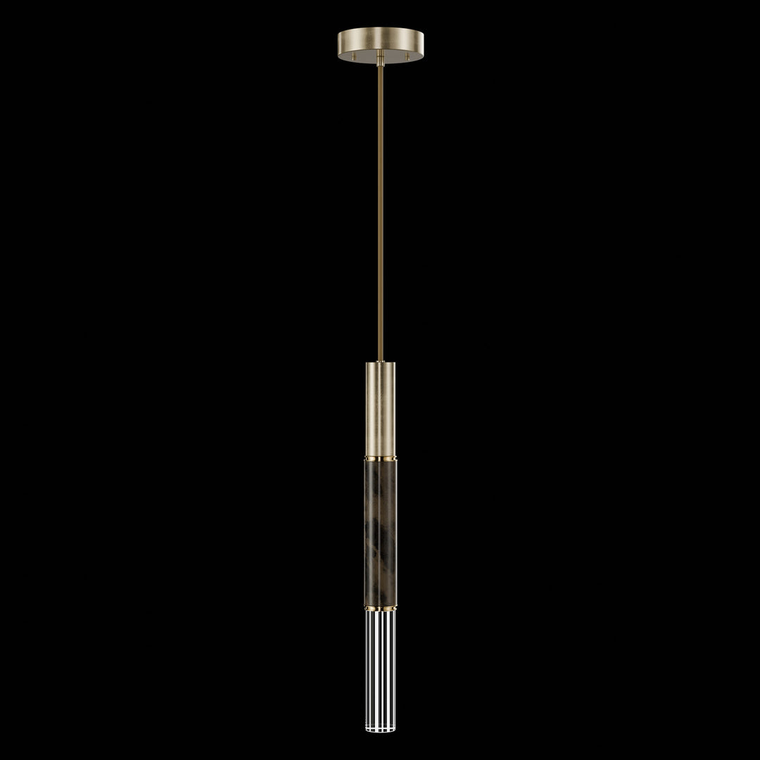 Fine Art Handcrafted Lighting Antonia 6.5"W Round Pendant in Standard Soft Gold Leaf, Brass, Charcoal (100015-511)