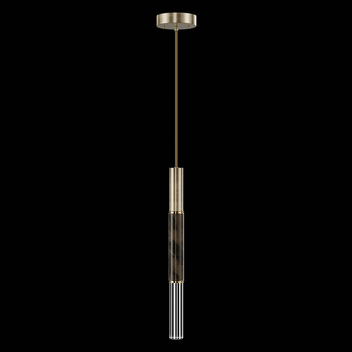 Fine Art Handcrafted Lighting Antonia 6.5"W Round Pendant in Standard Soft Gold Leaf, Brass, Charcoal (100015-511)