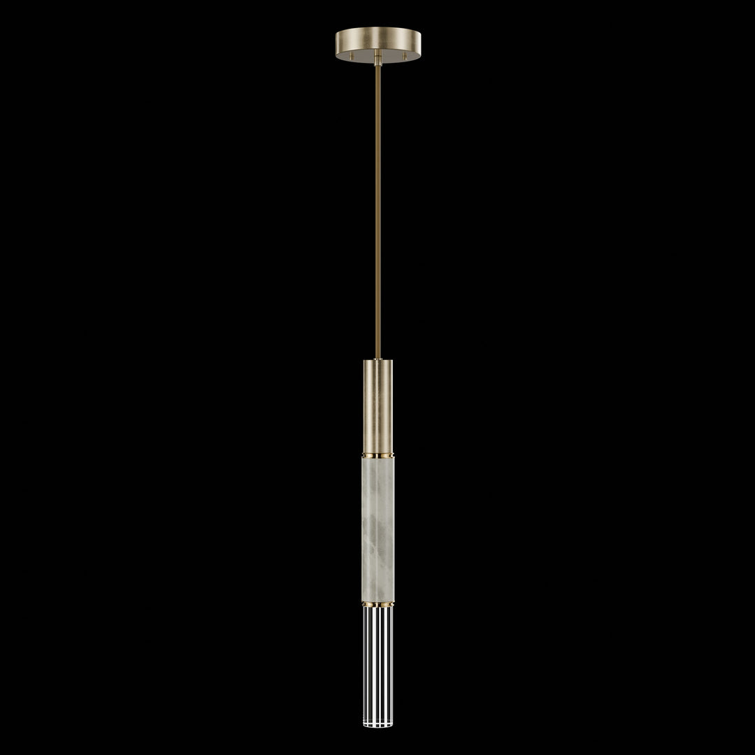 Fine Art Handcrafted Lighting Antonia 6.5"W Round Pendant in Standard Soft Gold Leaf, Brass, Smoke (100015-512)
