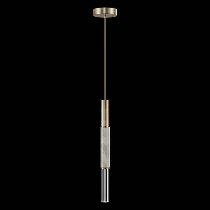 Fine Art Handcrafted Lighting Antonia 6.5"W Round Pendant in Standard Soft Gold Leaf, Brass, Smoke (100015-512)