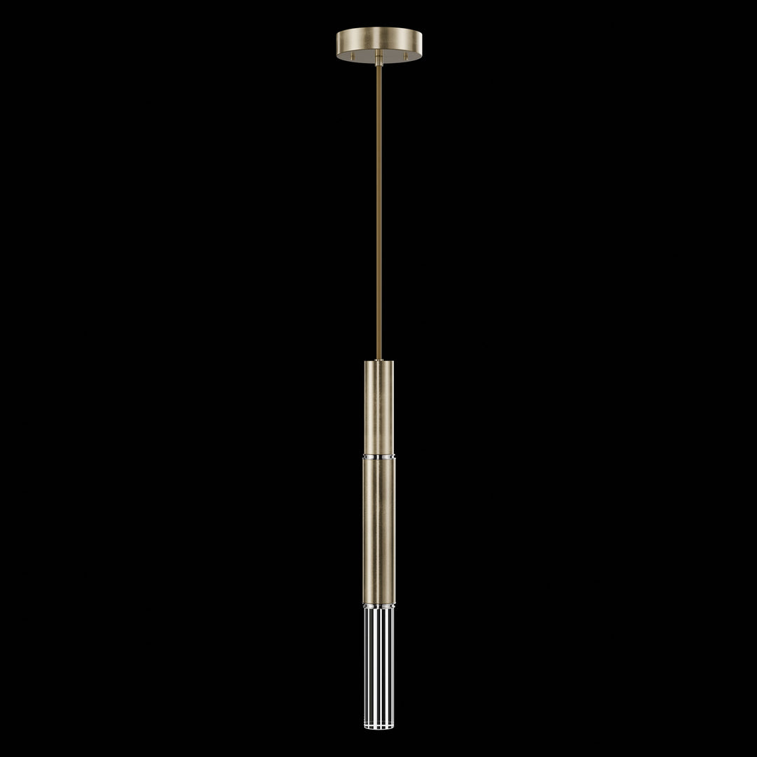 Fine Art Handcrafted Lighting Antonia 6.5"W Round Pendant in Standard Soft Gold Leaf, Nickel, No Parchment/Same as Finish (100015-520)