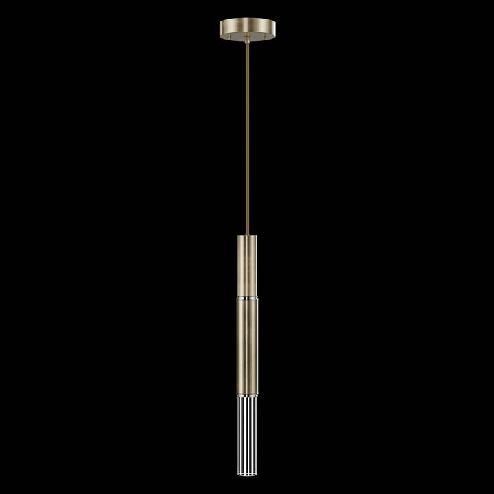 Fine Art Handcrafted Lighting Antonia 6.5"W Round Pendant in Standard Soft Gold Leaf, Nickel, No Parchment/Same as Finish (100015-520)