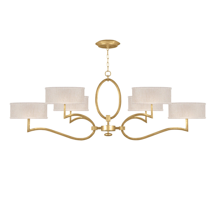 Fine Art Handcrafted Lighting Allegretto 63"W Oblong Chandelier in Standard Gold Leaf w/Champagne Fabric Shades (780040-SF33)