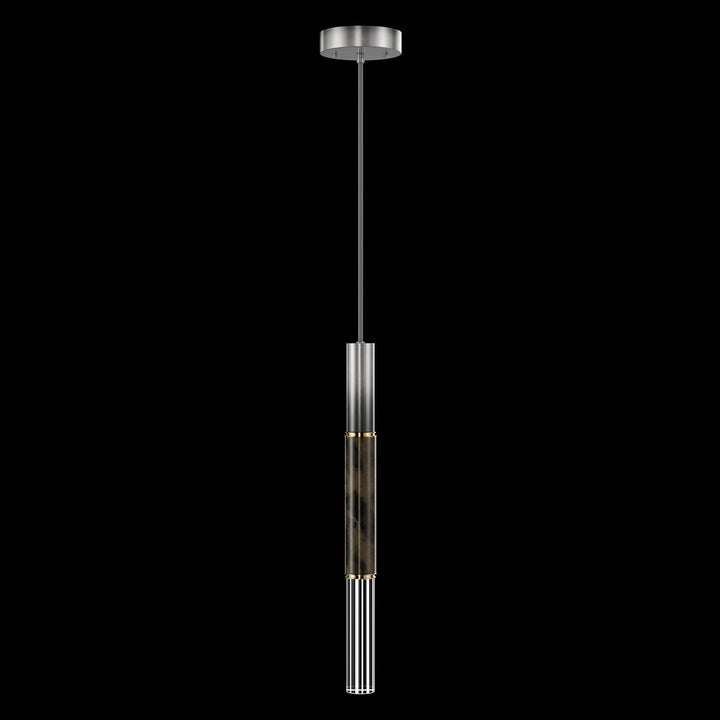 Fine Art Handcrafted Lighting Antonia 6.5"W Round Pendant in Soft Ombre Silver Leaf, Brass, Charcoal (100015-711)