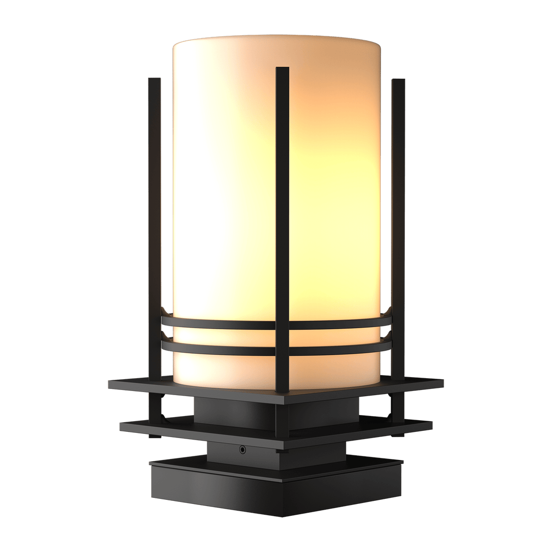 Hubbardton Forge Banded Outdoor Pier Mount Outdoor Wall Lights Hubbardton Forge Coastal Oil Rubbed Bronze Opal Glass (GG) 