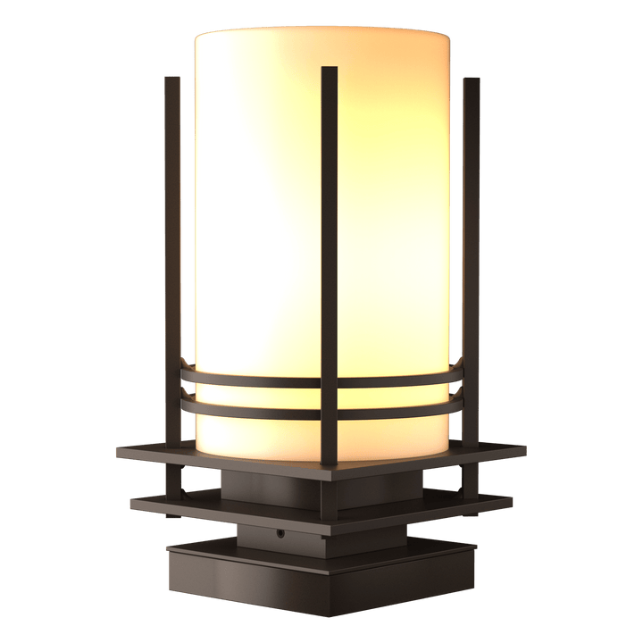 Hubbardton Forge Banded Outdoor Pier Mount Outdoor Wall Lights Hubbardton Forge Coastal Bronze Opal Glass (GG) 